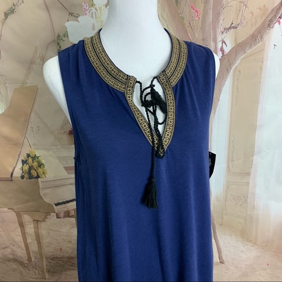 NEW Lord Taylor Navy Marine Embroidered Dress - Picture 5 of 10